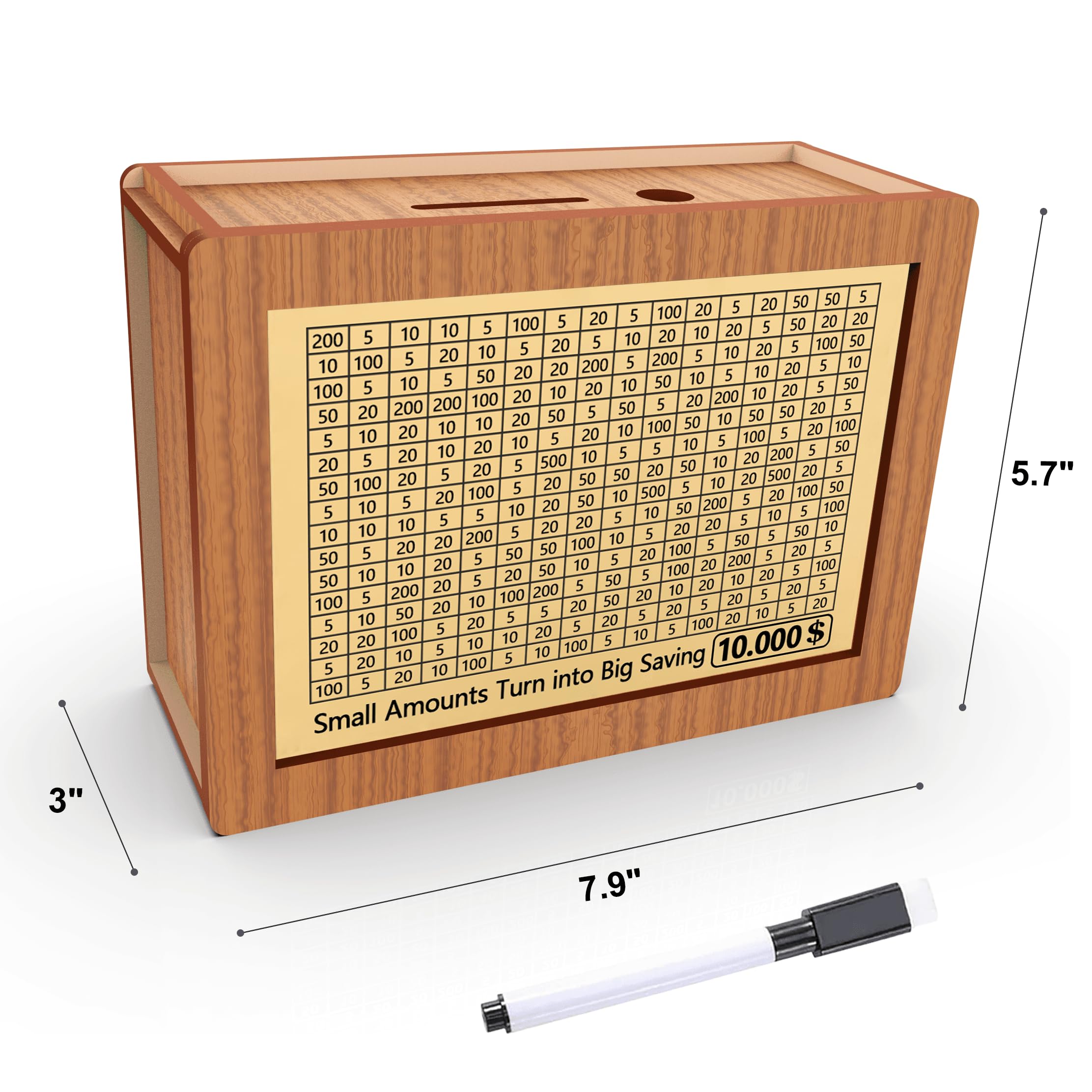 Open CYANLUX piggy bank lid revealing storage space
