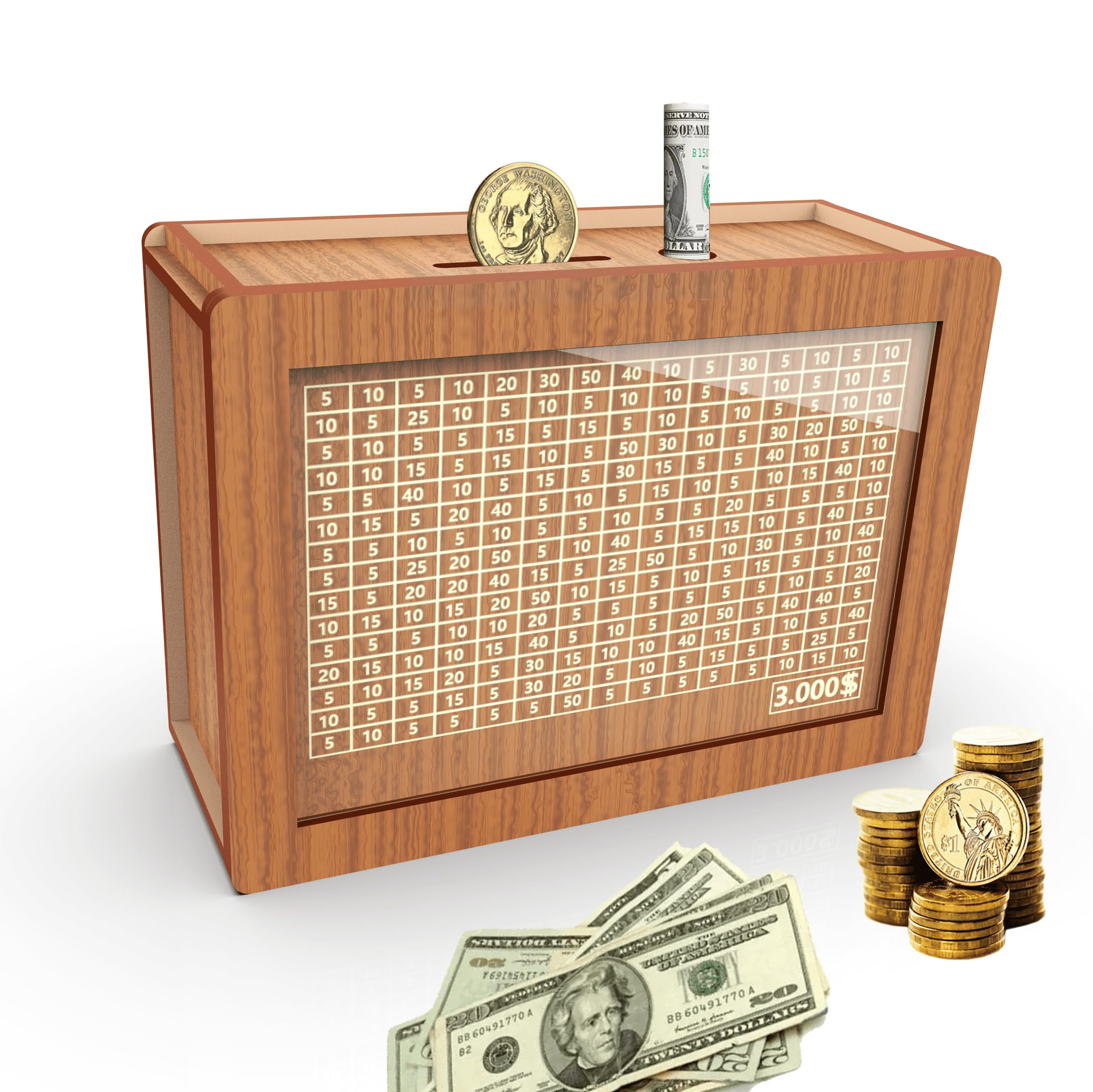 CYANLUX wooden money box with durable finish for kids and adults