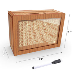 CYANLUX wedding fund or study savings box shown in brown finish.