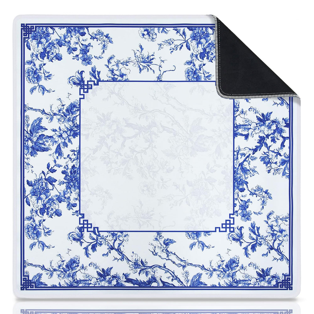 CYAOOI mahjong mat with blue-white porcelain pattern for an elegant, stable play surface.