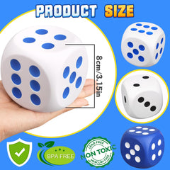 Cybemaga giant foam dice provide easy grip for learning and games.