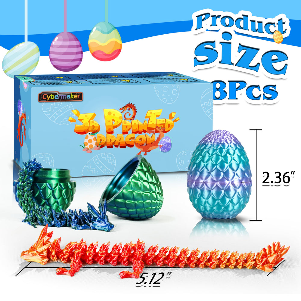 Cybermaker dragon egg shows articulated dragon joints for poseable play.