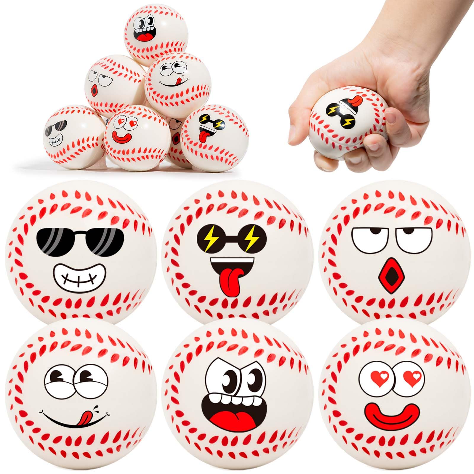 Cyclescrux baseball-face foam ball; a fun stress-relief toy for kids and adults.