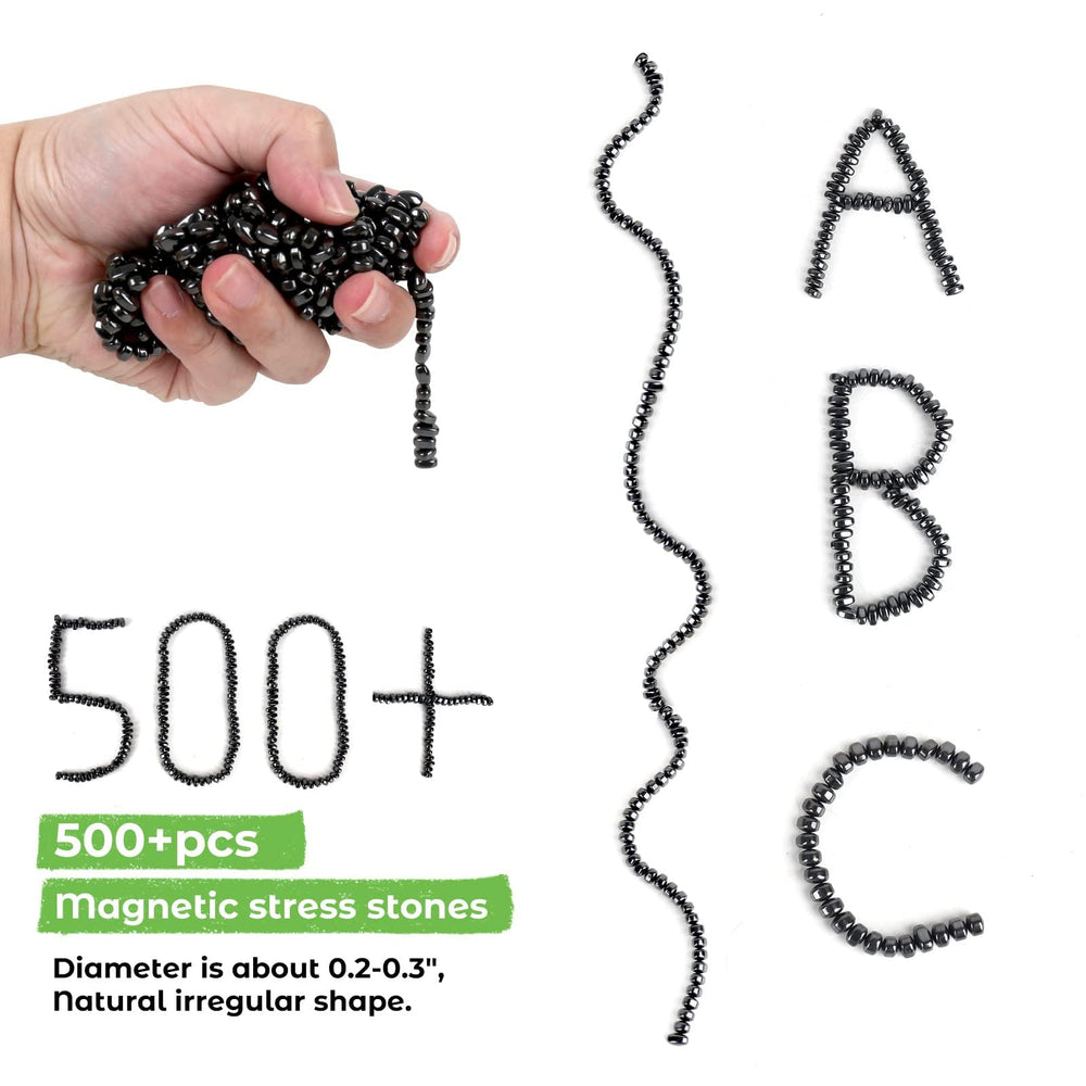 Cycllty ferrite beads with weak attraction for two-hand play
