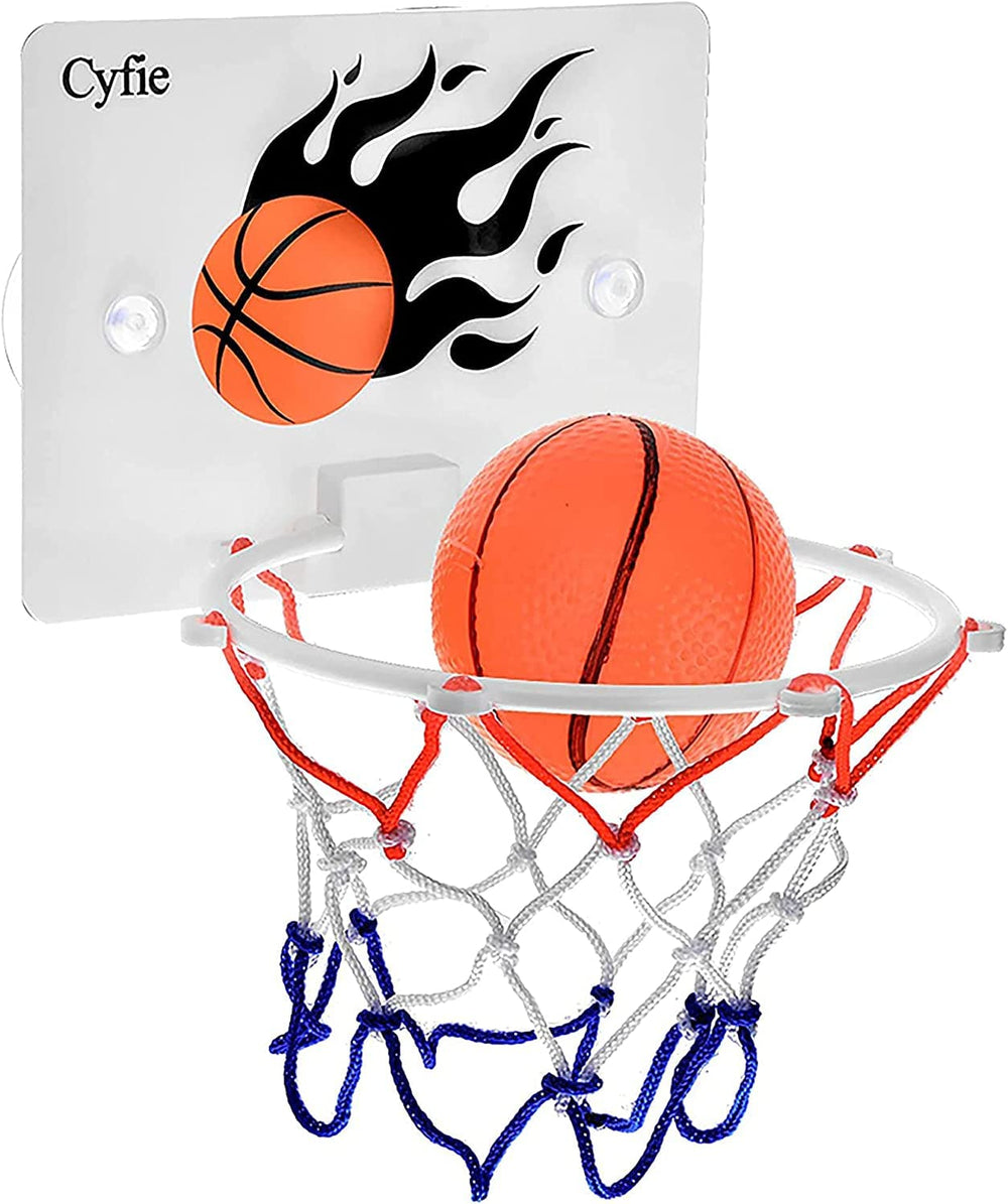 Cyfie basketball hoop toddler bath with suction cups for splashy bath time fun.