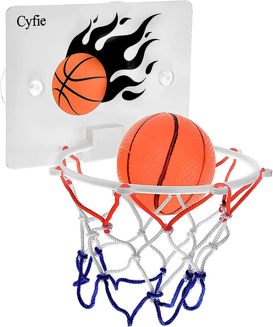 Cyfie basketball hoop toddler bath with suction cups for splashy bath time fun.