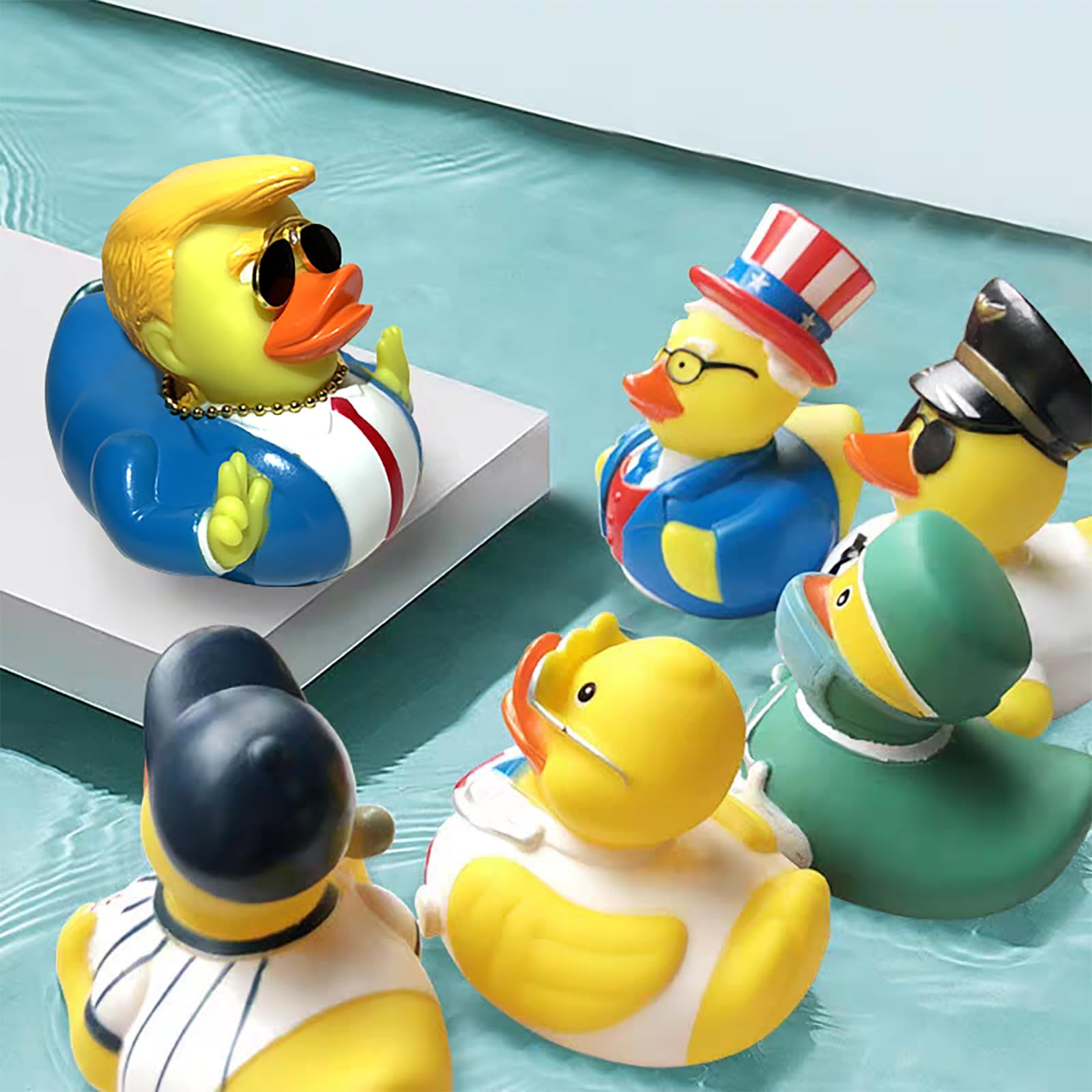 Cykqyzf Presidential collection rubber duck for humorous shelf or desk decor.