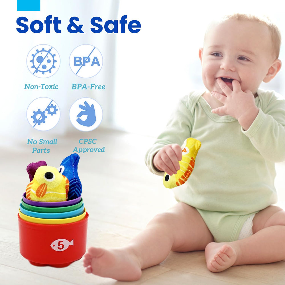 Cylazo Count Learning stackable buckets enable sorting and number practice.