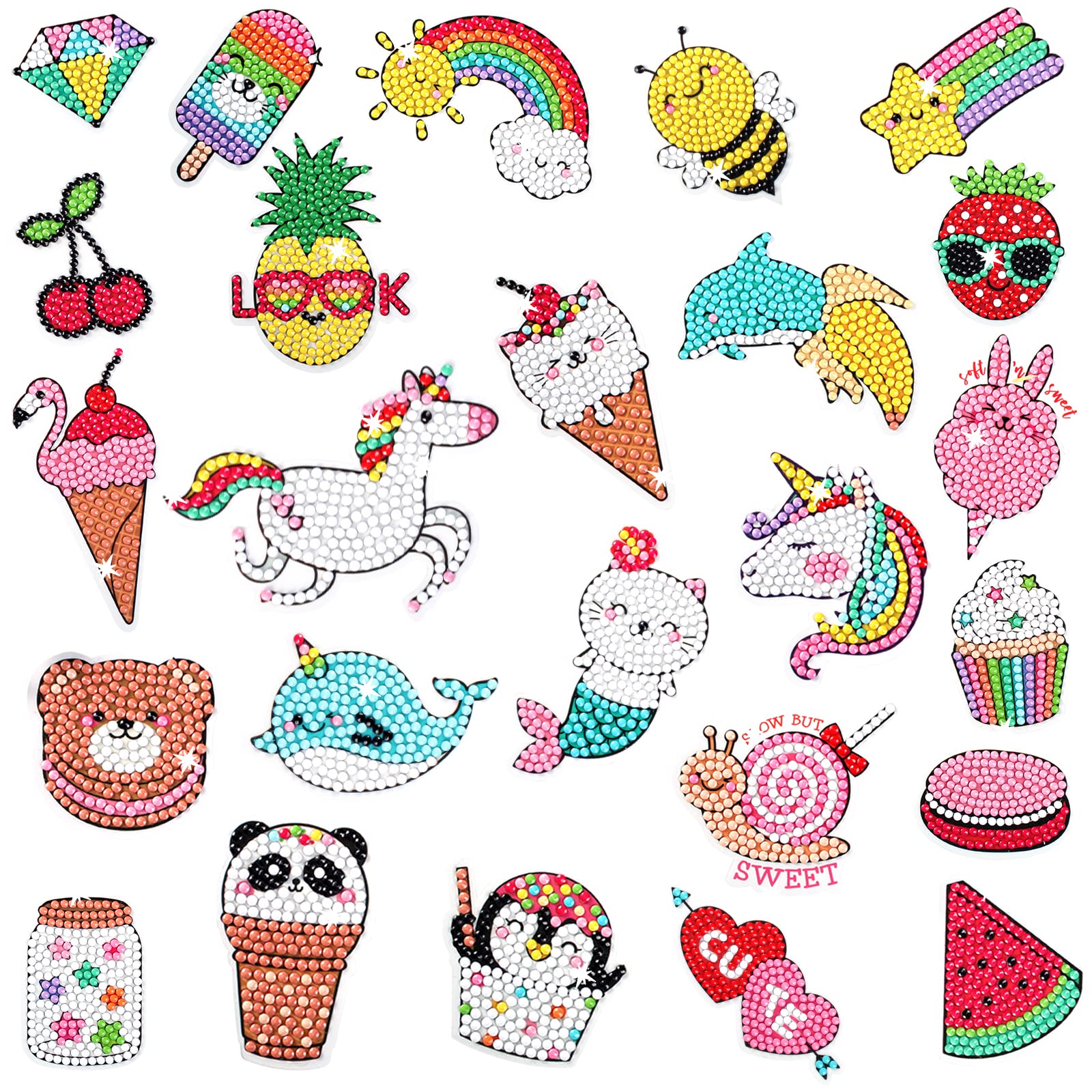 Cymbana 5D diamond stickers unicorn design for sparkling art projects and kid-friendly crafts.