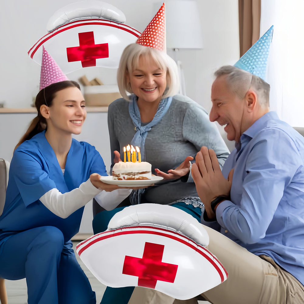 CYMYLAR nurse cap balloon double-sided print stays vibrant after reuse.