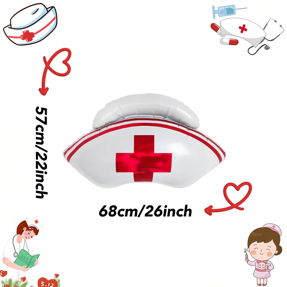 CYMYLAR nurse-cap-balloon-package with ribbon included creates a celebratory backdrop.