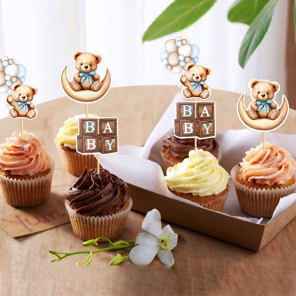 Cyodoos bear cupcake toppers for birthday party desserts