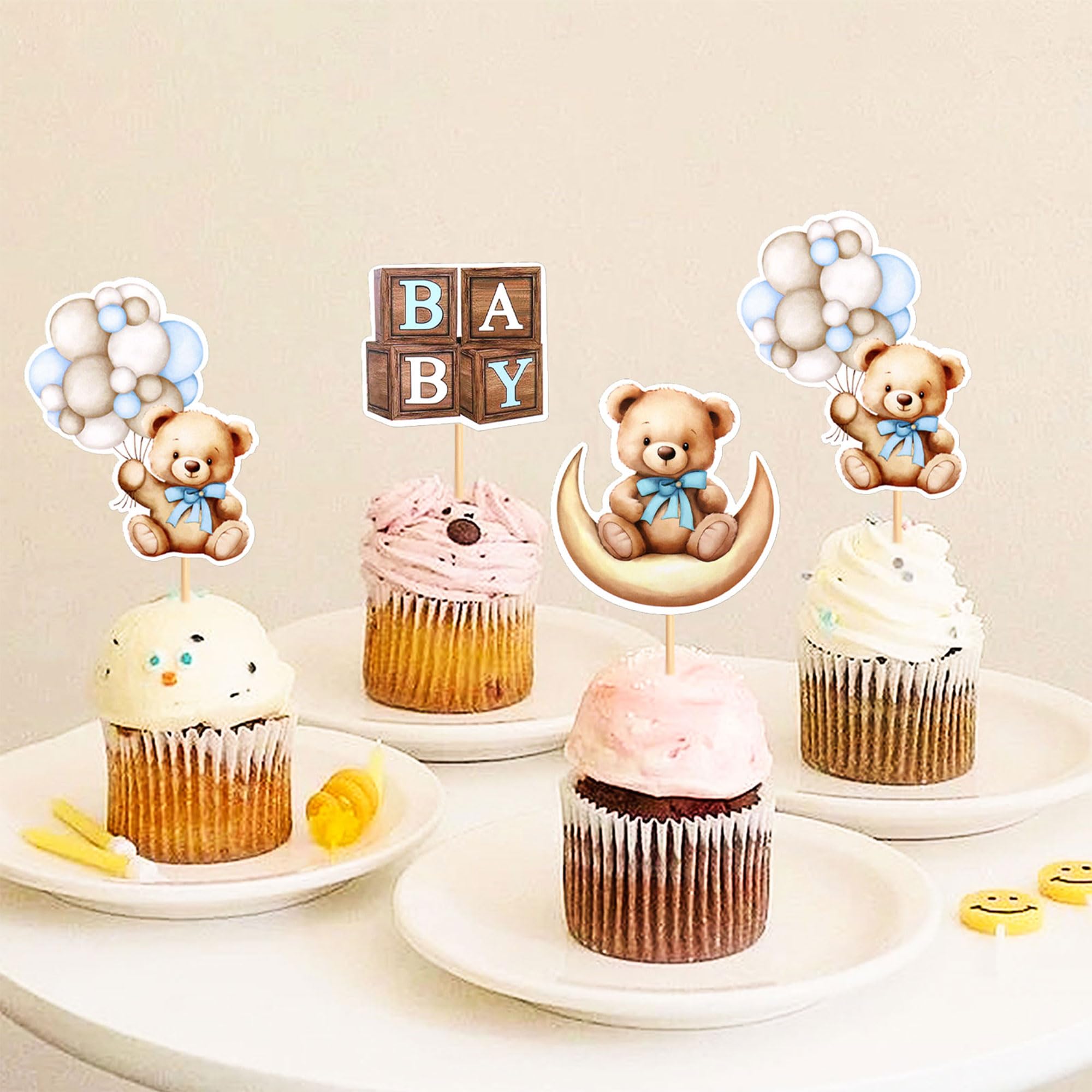 Cyodoos gender-reveal toppers add a playful bear accent