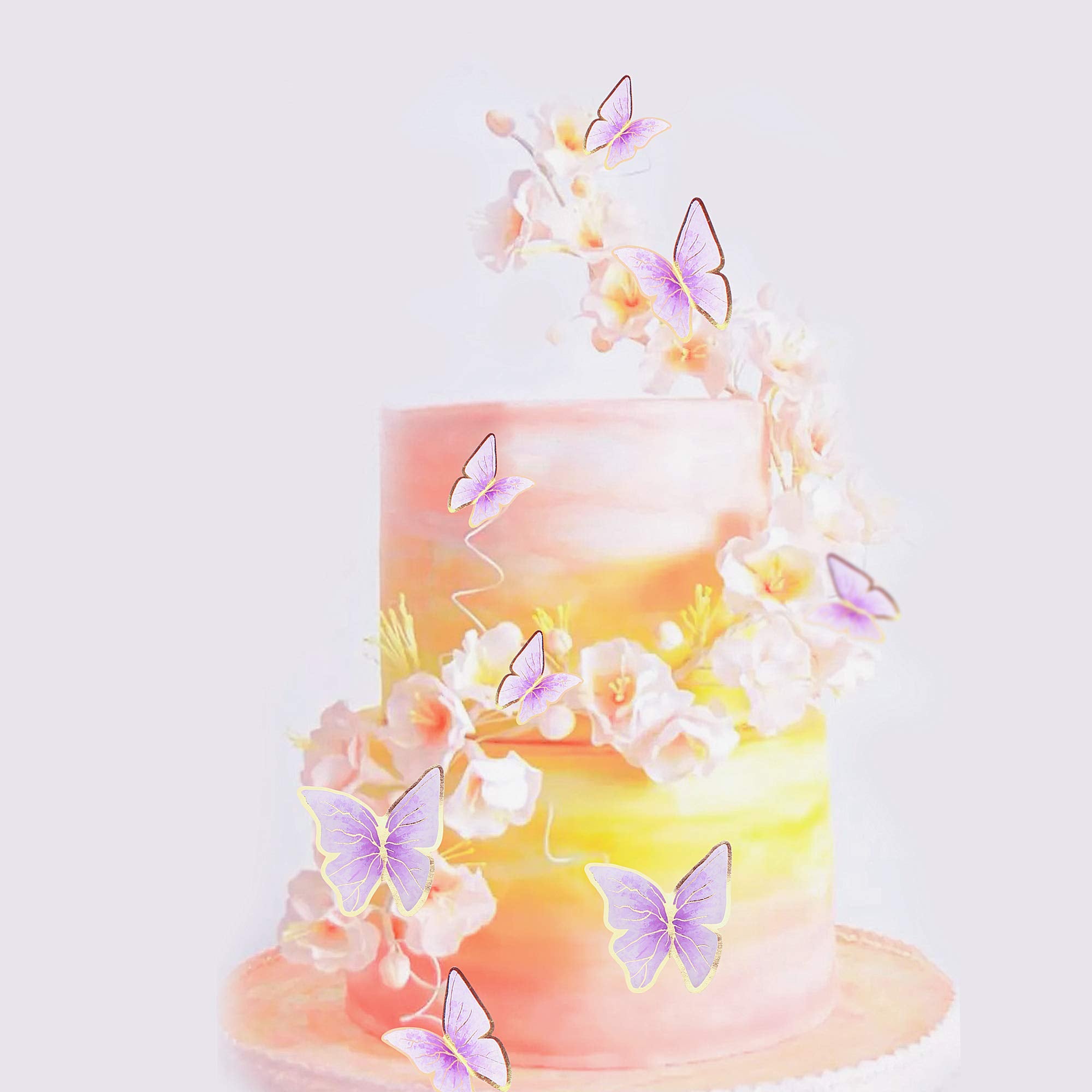 Cyodoos purple gold edge butterfly topper pack shot, 30-piece set for parties.