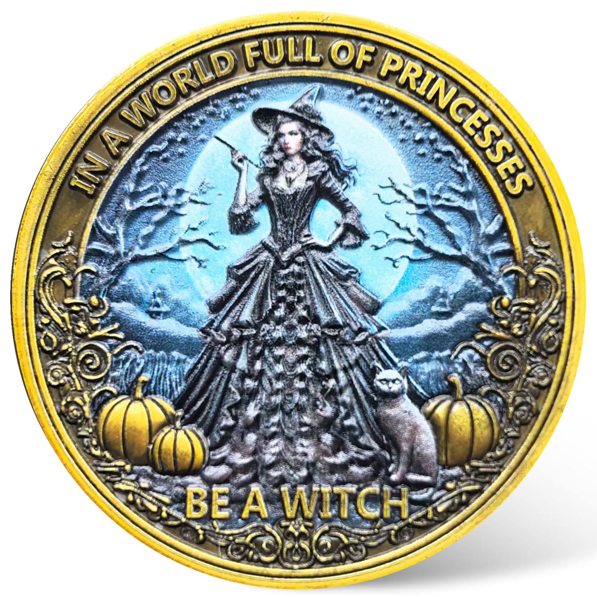 CYOUNG Empowering Witch Challenge Coin front design for display and daily motivation.