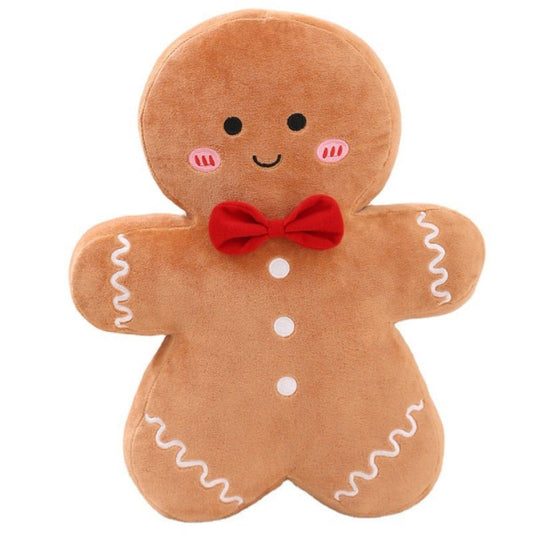 Cyprinus Carpio gingerbread man pillow front view adds festive charm to your sofa.
