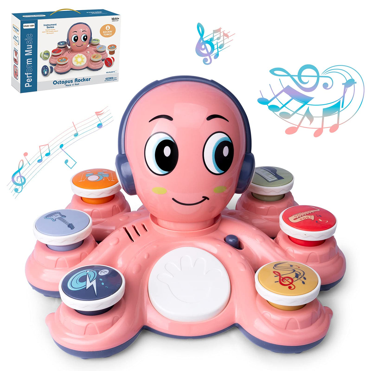 CYURMJUN baby octopus music toy with vibrant lights encourages rhythm recognition.