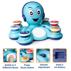 CYURMJUN octopus music toy LED light effects attract attention and guide rhythm.