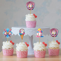 CYUXING baseball stitch design cupcake inserts brighten party desserts.