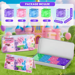 CZCUUDZ Mini magnetic tiles on the iron box promote hands-on learning during trips.