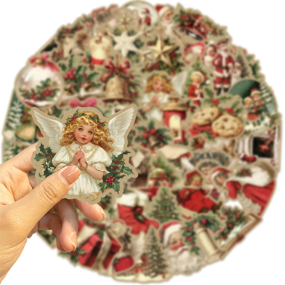 CZSWMD Vintage Christmas stickers on a travel case for unique styling