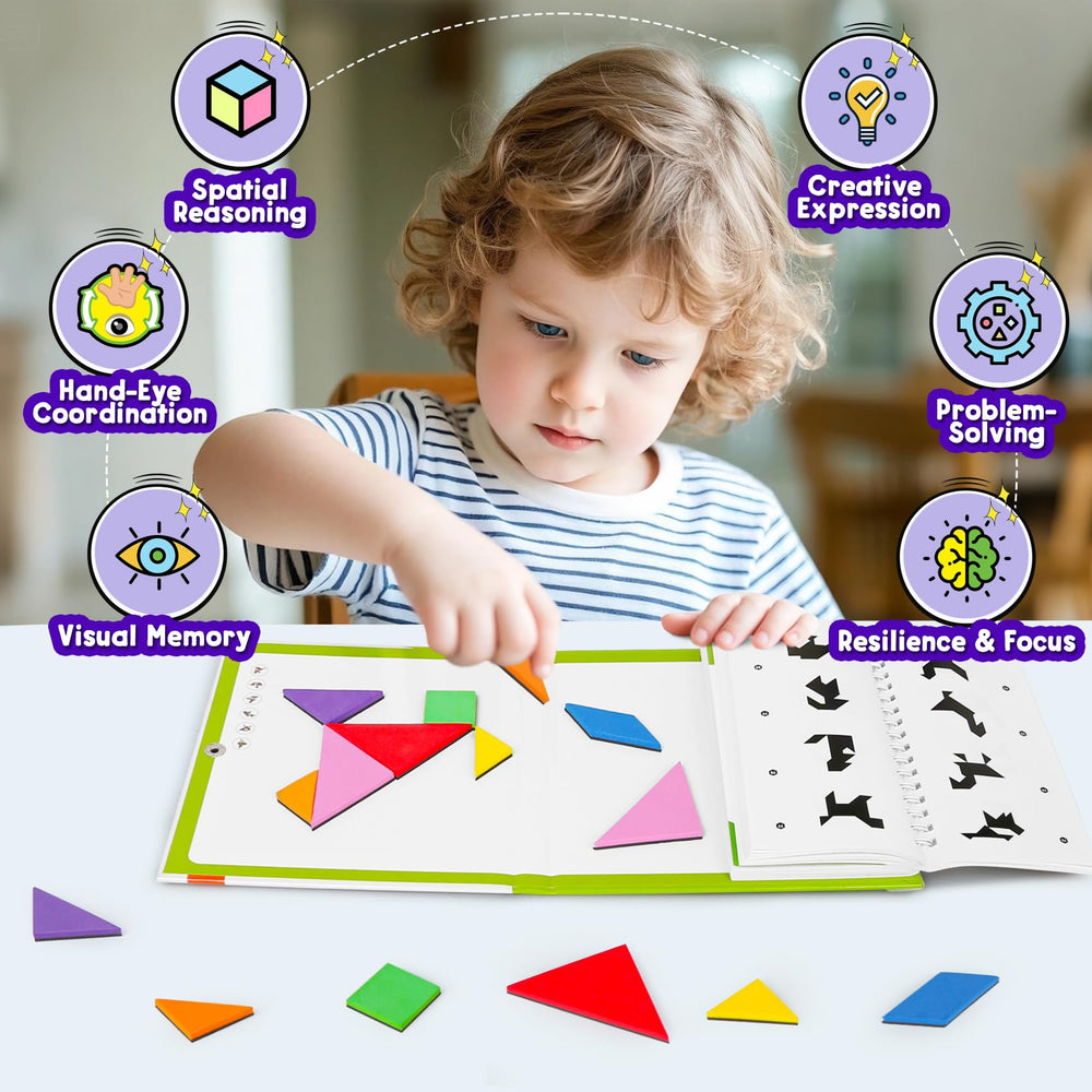 Soft foam materials with rounded edges ensure safe play for CZTCDP tangrams.