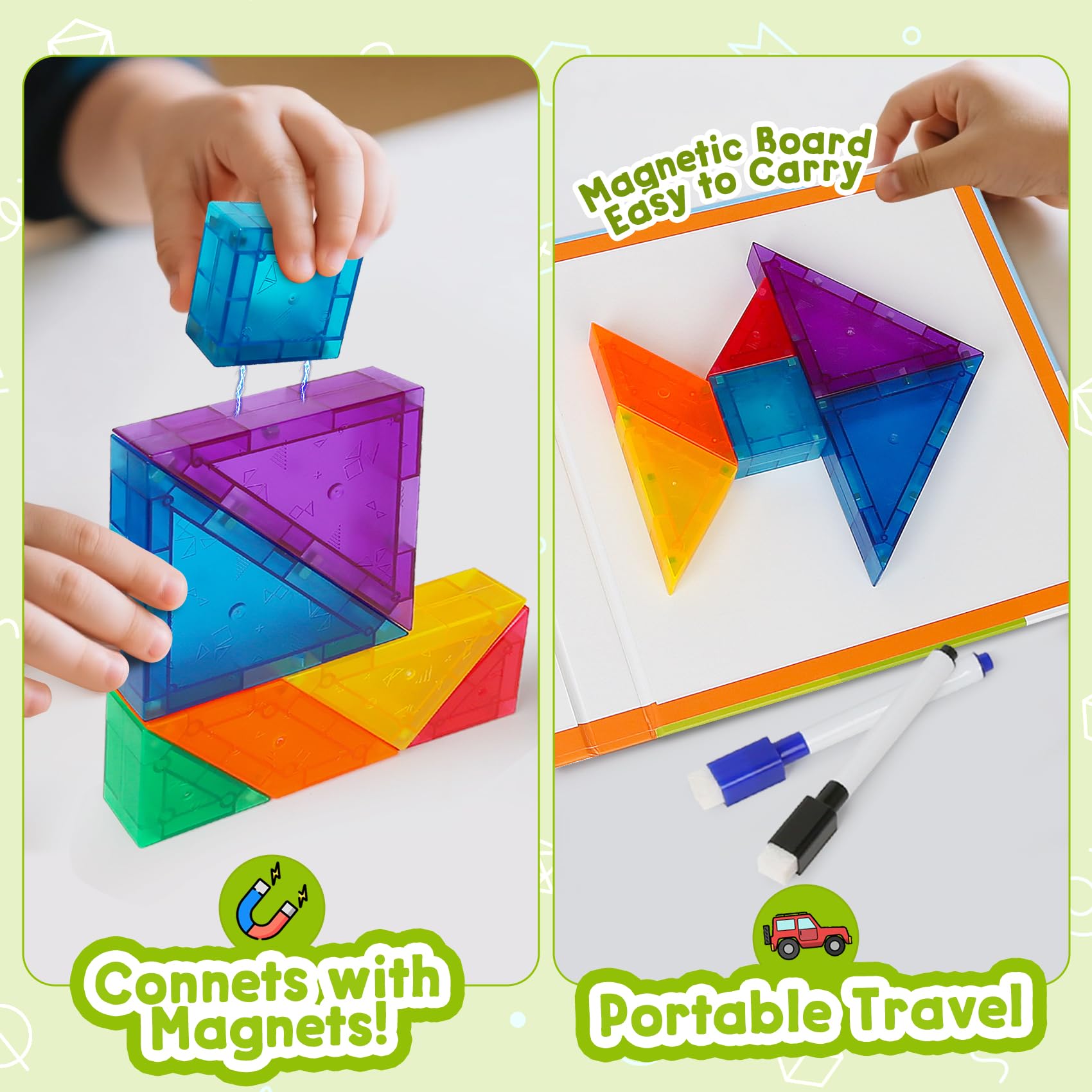 CZTCDP Travel Magnetic Tangram board-base enables erasable play and quick pattern changes.