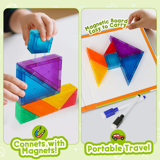 CZTCDP Travel Magnetic Tangram board-base enables erasable play and quick pattern changes.