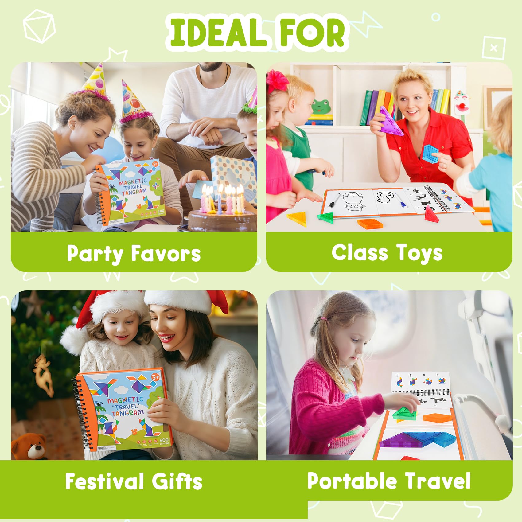 CZTCDP Travel Magnetic Tangram kid-assembly supports safe magnets for creative travel play.