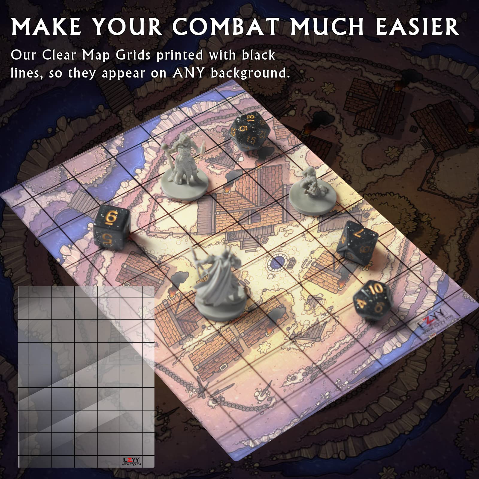 CZYY Acrylic Game Mat 6x8 clear battle map board enables quick, clutter-free layouts.