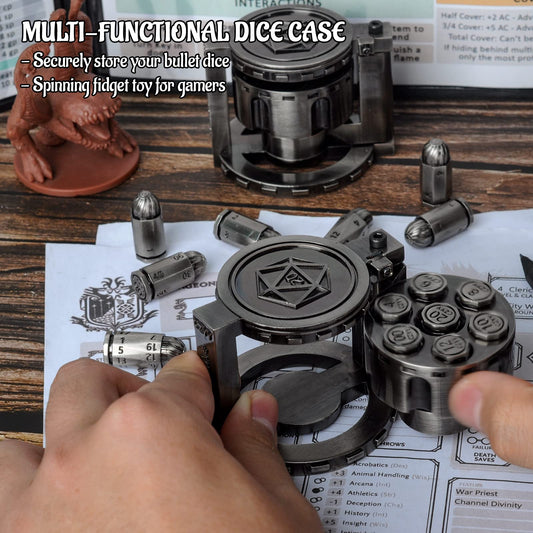 CZYY Bullet Dice D12 in gleaming metal supports varied damage tracking.