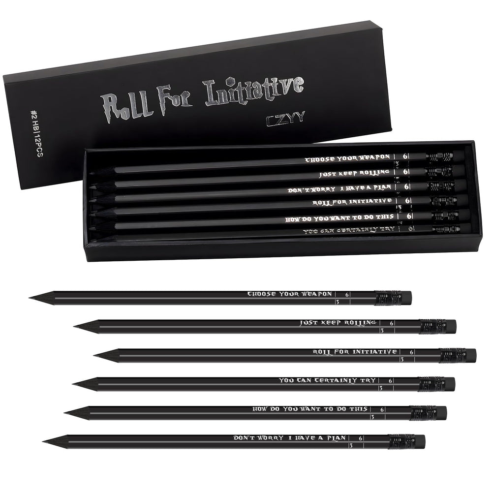 CZYY DND pencils with silver foil slogans for themed notes