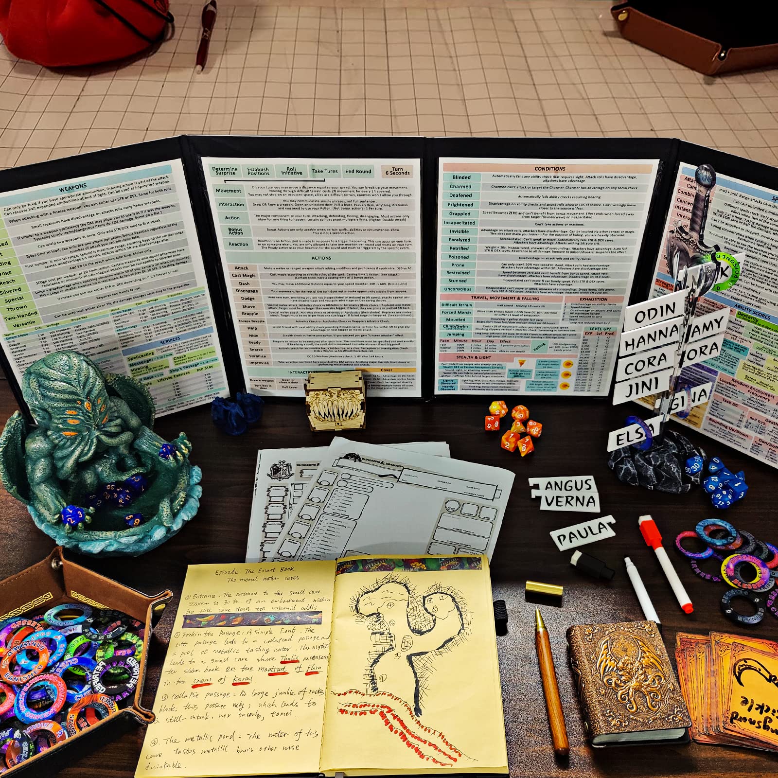 CZYY Initiative Tracker table setup aids reader-friendly turn order.