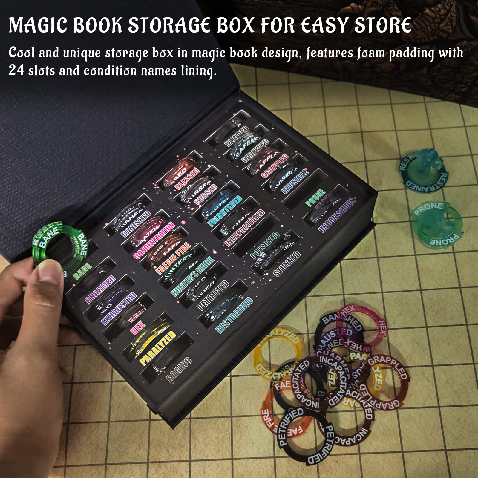 CZYY magic book storage box with foam padding keeps markers organized.
