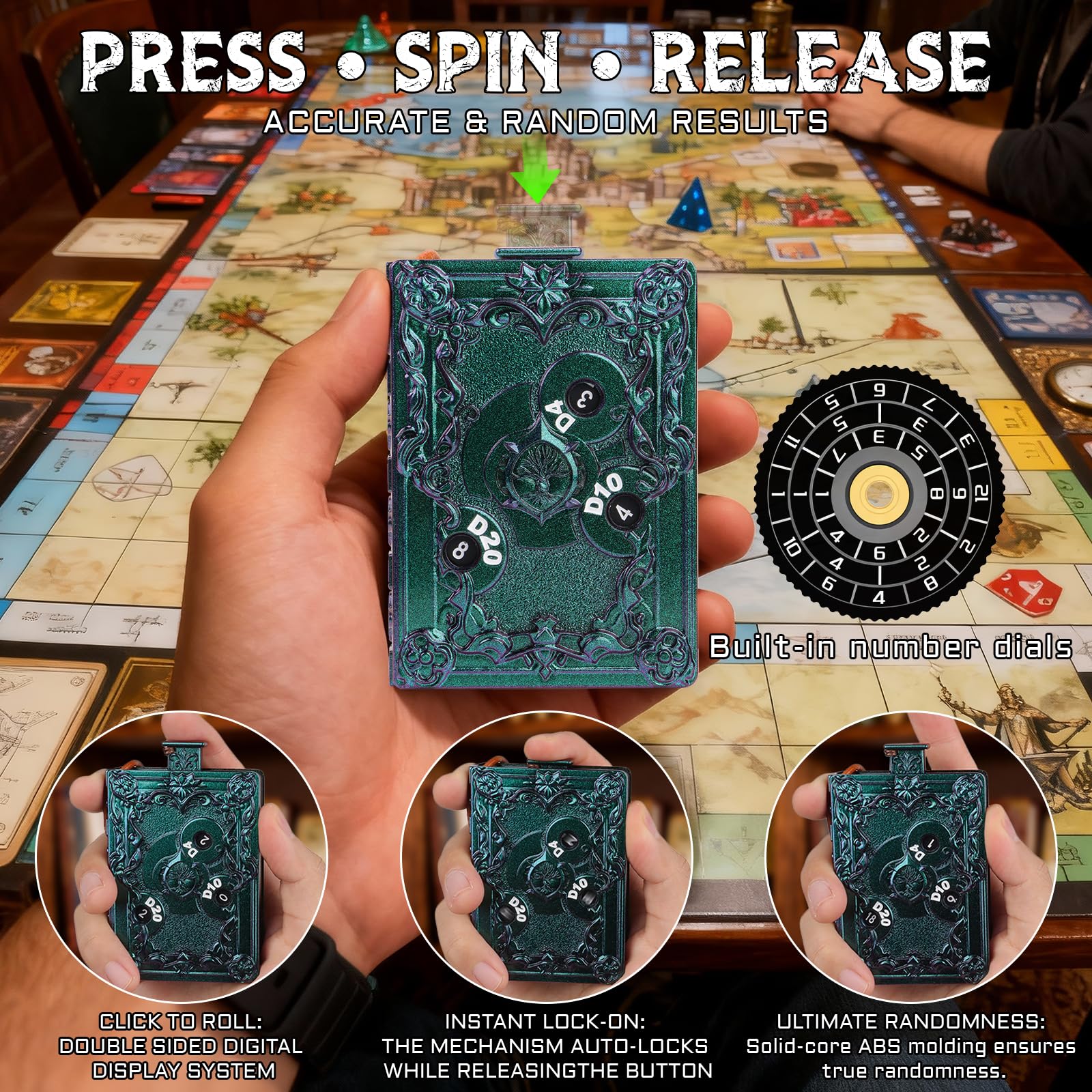 CZYY MinZerTRPG roulette dice closeup reveals precise zinc alloy machining and durability.
