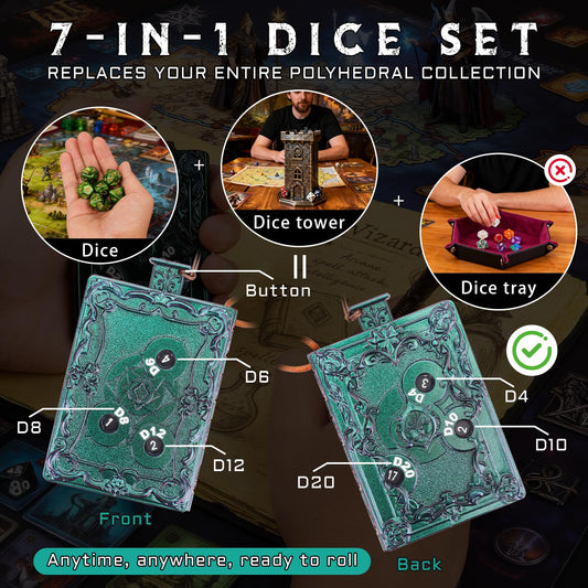CZYY MinZerTRPG roulette dice open spellbook showing metal construction for immersive play.