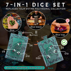 CZYY MinZerTRPG roulette dice open spellbook showing metal construction for immersive play.