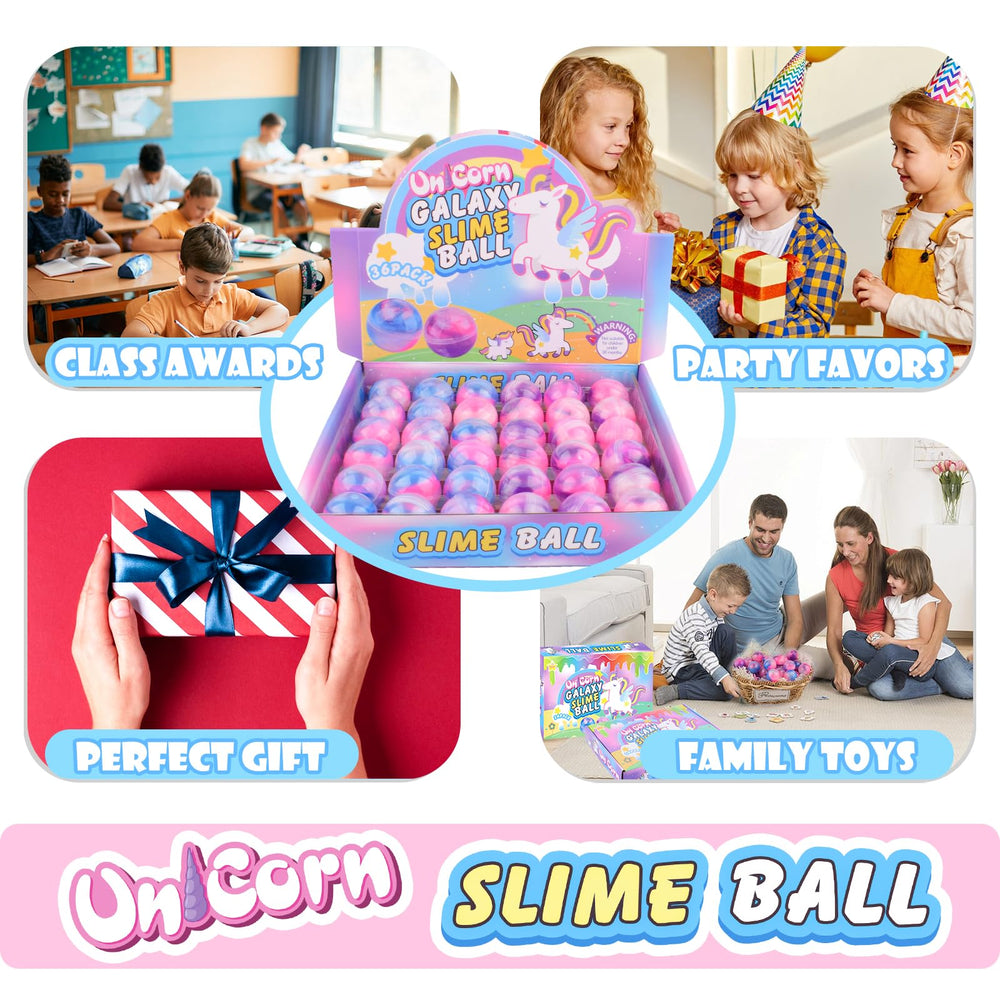 D'ALBA unicorn galaxy slime ball in container for easy storage.