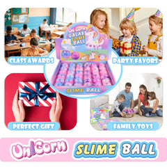 D'ALBA unicorn galaxy slime ball in container for easy storage.