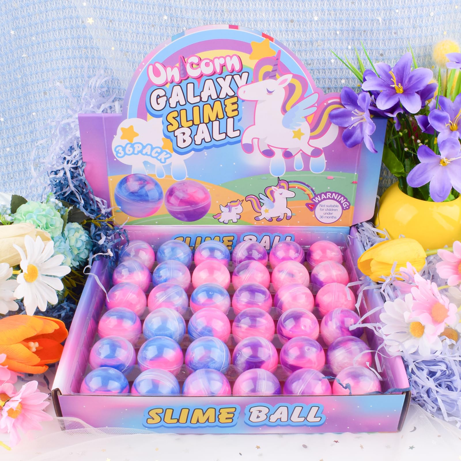 D'ALBA unicorn galaxy slime balls mixed colors for vibrant party décor and group activities.