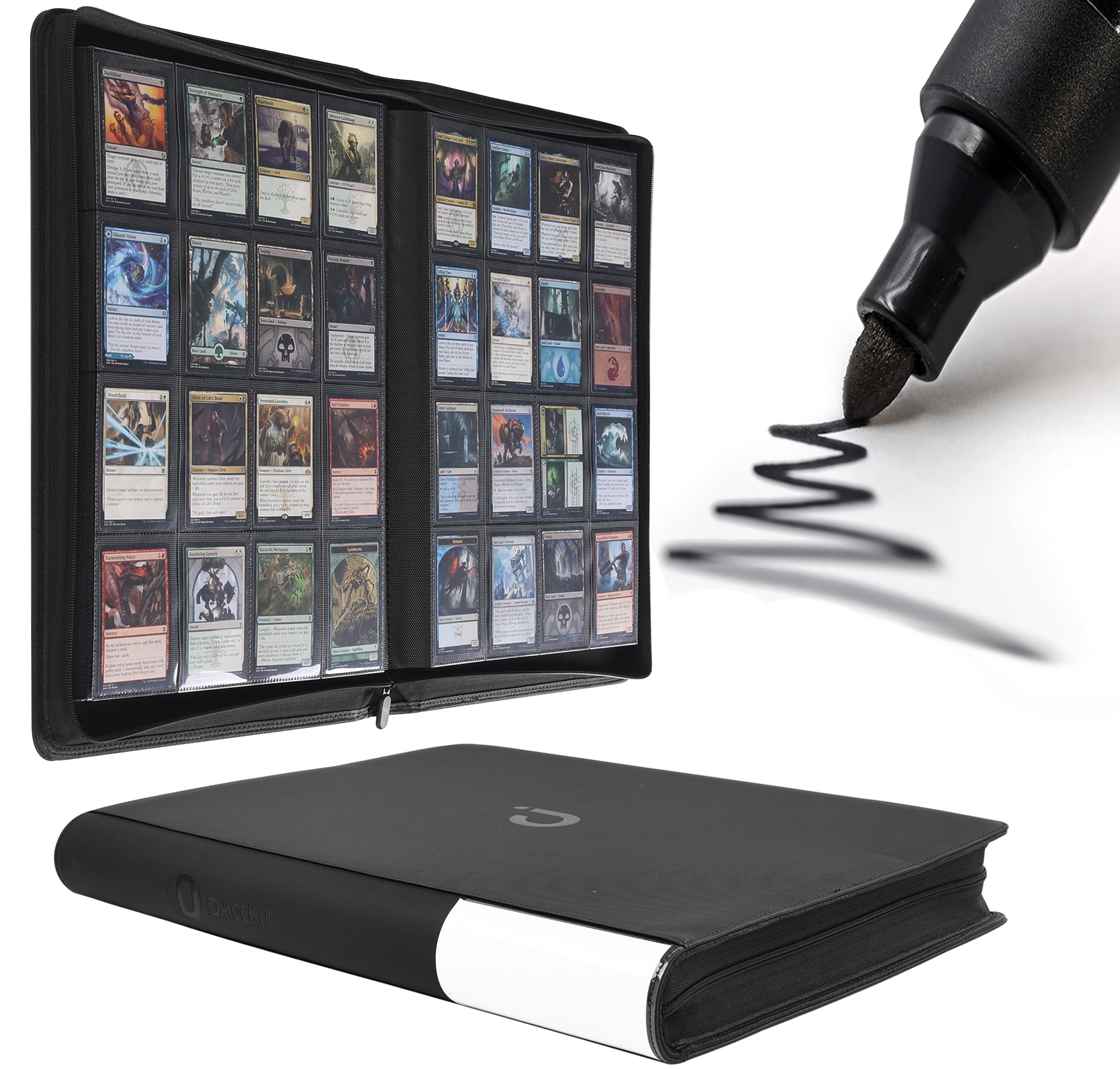 D DACCKIT Card Binder 16-pocket front cover for secure, quick-access display.