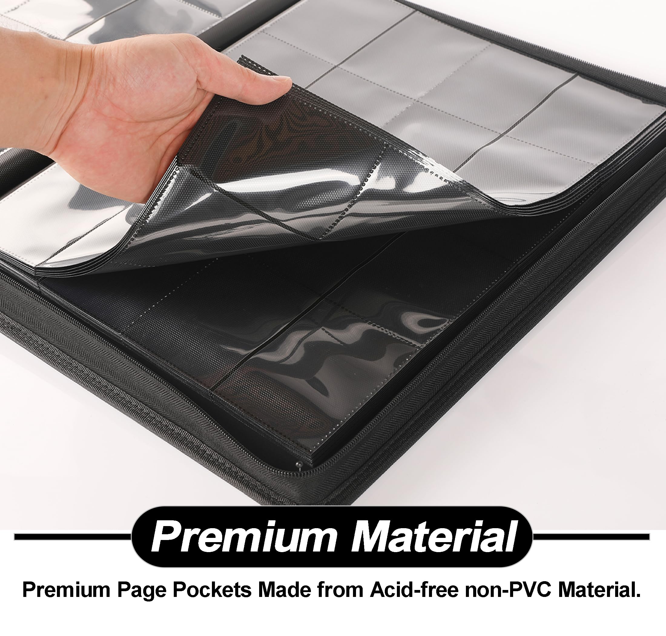 D DACCKIT binder features a premium zipper protecting cards during storage.
