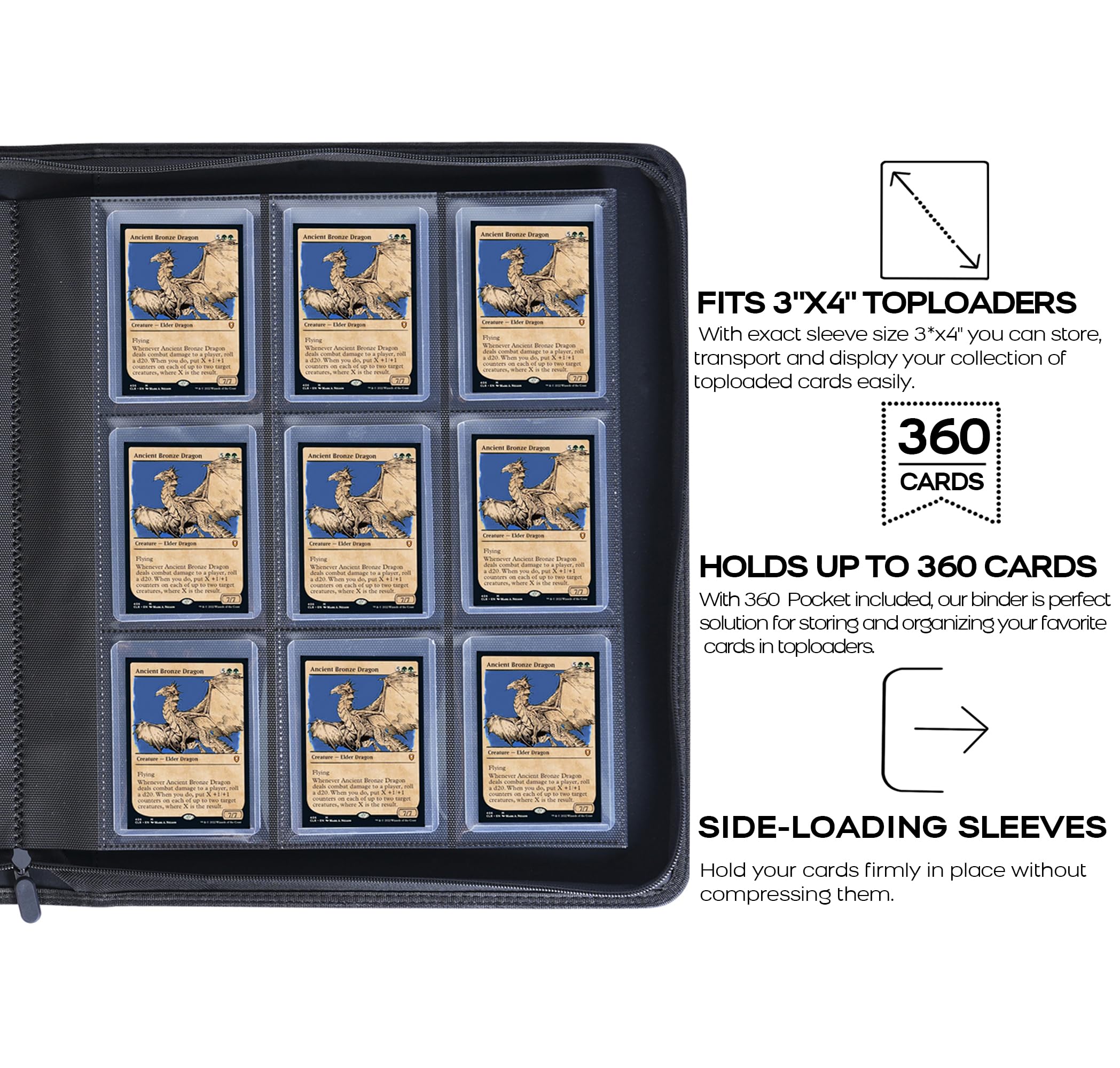 D DACCKIT binder zipper closure keeps contents secure when not in use.