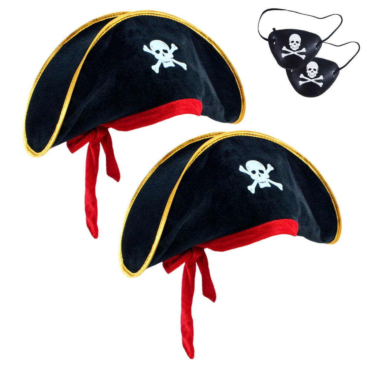 D-Fokes pirate hat in black velvet for bold costume flair.