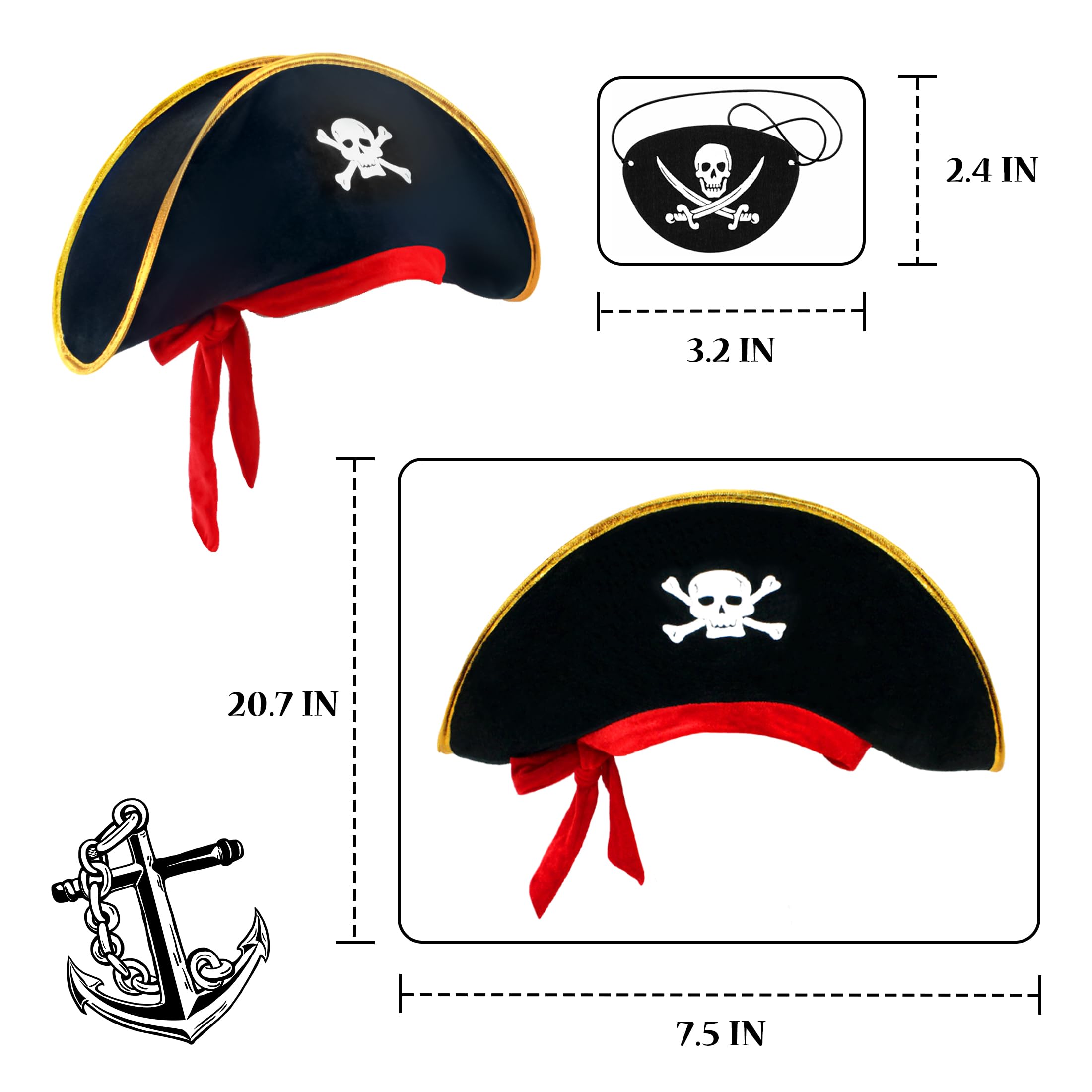 D-Fokes pirate hat with red rope adjustment for secure fit.