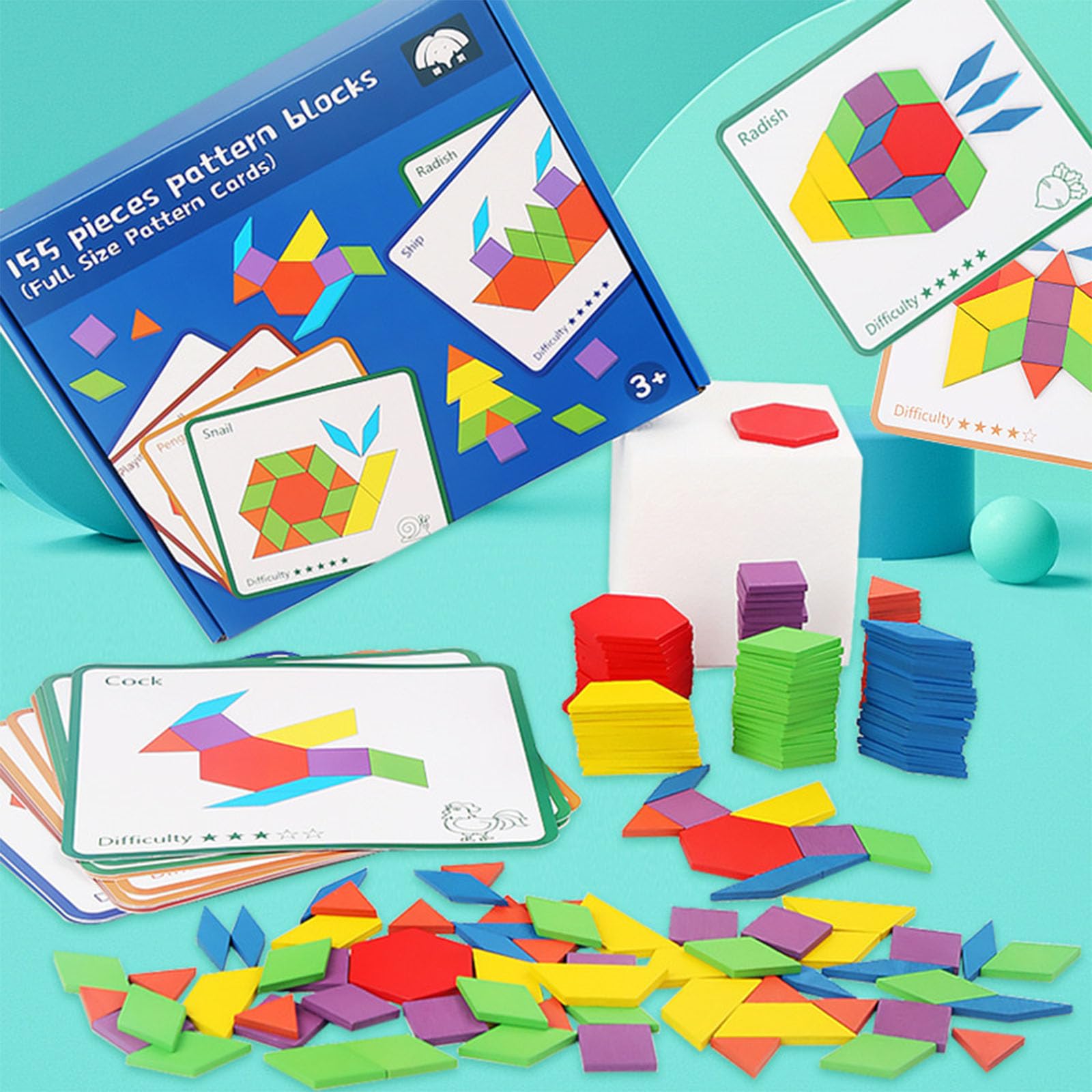 D-KINGCHY educational pattern block set supporting early math exploration.