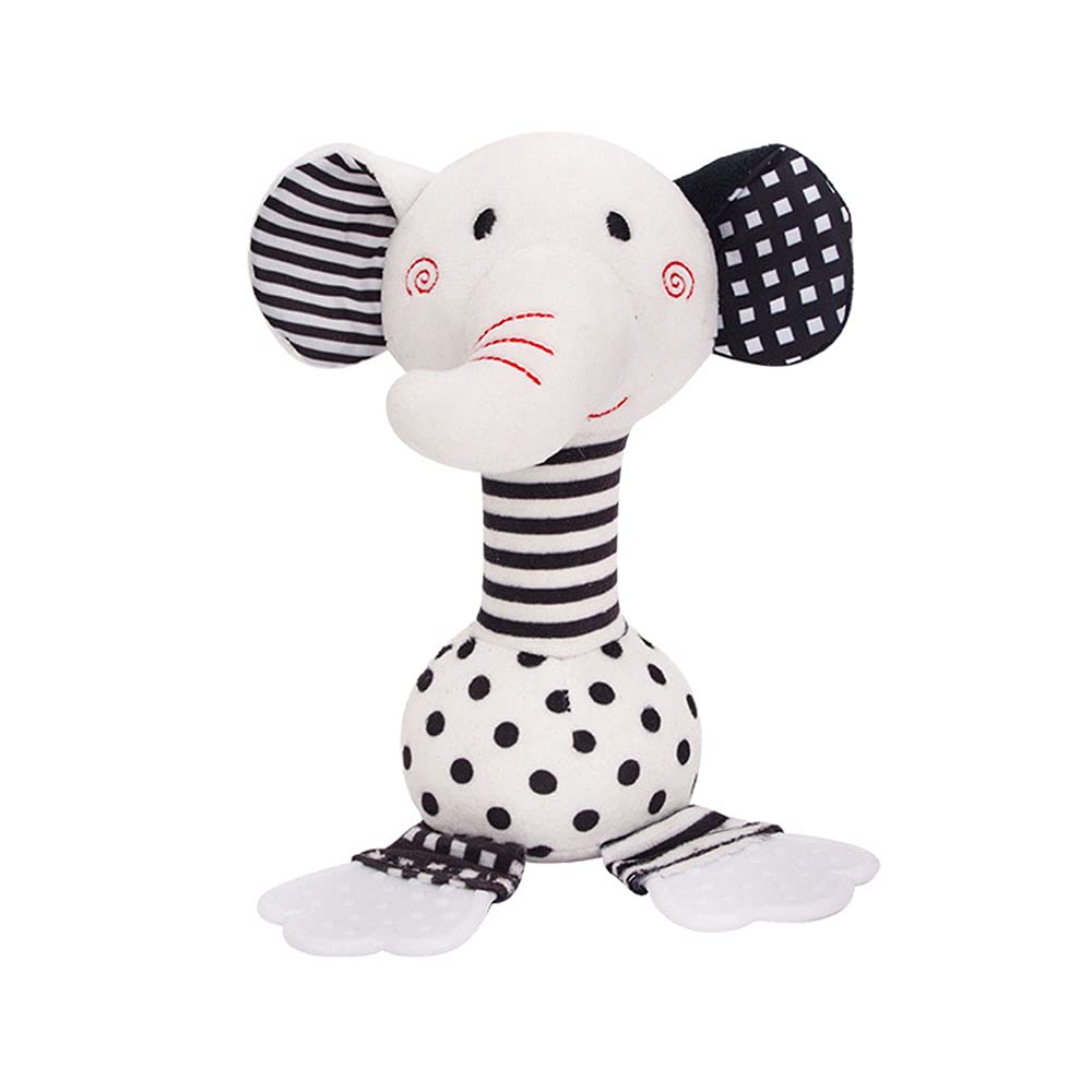D-KINGCHY Elephant plush rattle with soft texture for safe newborn chewing.
