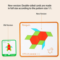 D-KINGCHY kids building shapes with pattern blocks in group activity.
