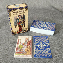 Da Brigh Soprafino Dellarocca Tarot deck edges highlight quality craftsmanship and tactile feel