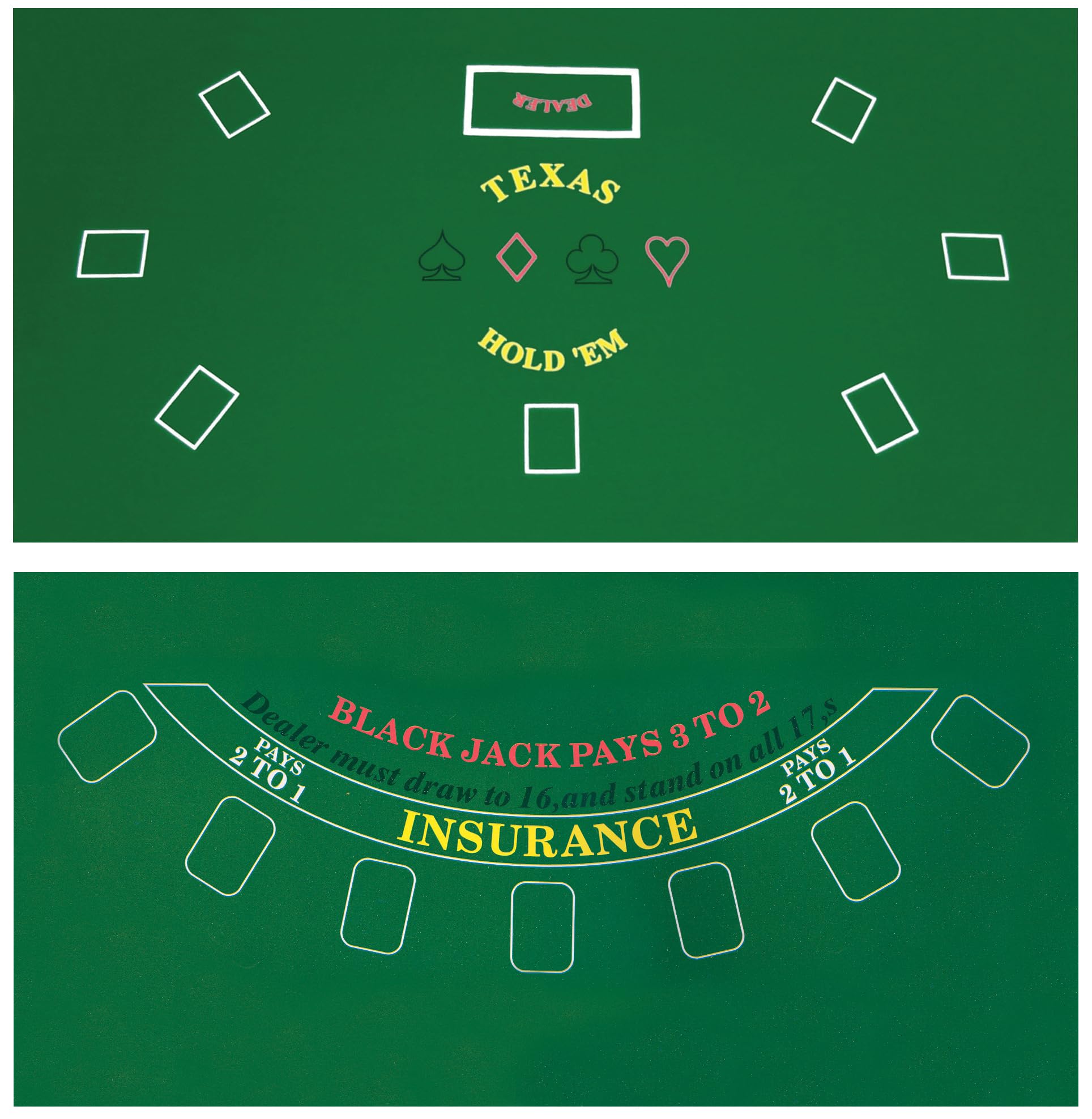 DA VINCI 2-Sided Texas Hold'em and Blackjack felt layout, ideal for home game nights